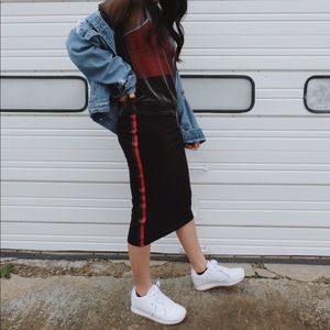 Black midi bodycon skirt